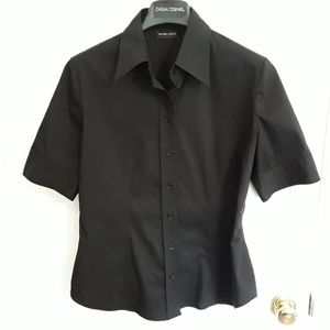 Short sleeve black button down